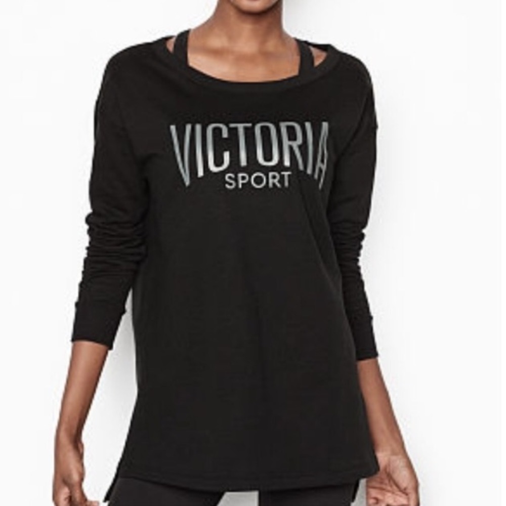 NWT Victoria’s Secret Sport: Rare 🔥Ex Lg Beige Open Back Workout Logo Tunic - Picture 3 of 5
